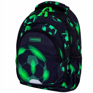 Viackomorový školský batoh AstraBag, čierny, Odtiene zelenej, 20 l